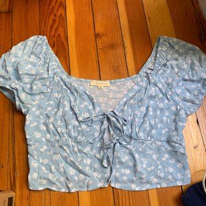 M Babydoll Floral Tie Top